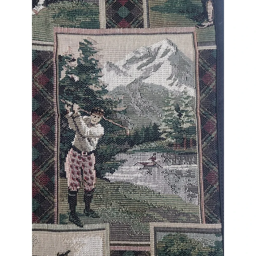 Designs by Belva White Chair Cover Green Vintage Handmade Golf Tapestry Grandpa